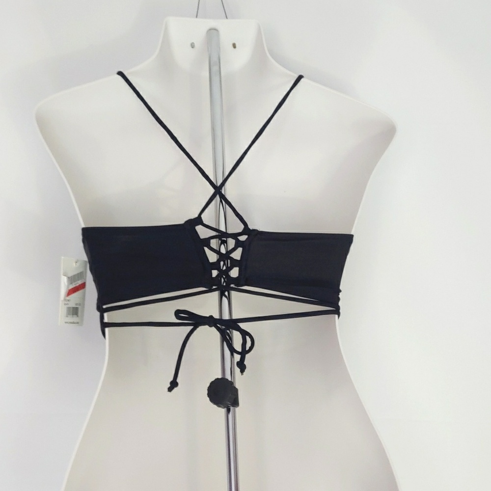 Black Corset Lace-Up Wrap Around Bikini Top - Picture 8 of 8
